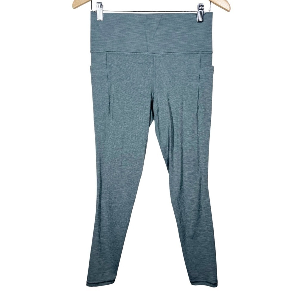 Athleta Womens Salutation Stash Pocket II 7/8 Tight Leggings Green Medium Tall